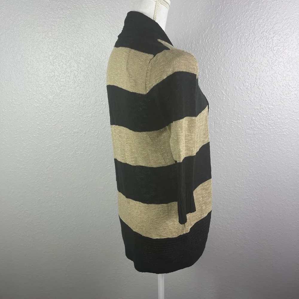 Black &‎ Brown striped open sweater